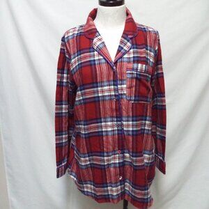 Soft Surroundings flannel plaid Coziest Sleep pajama top NEW NWT Size Medium Md